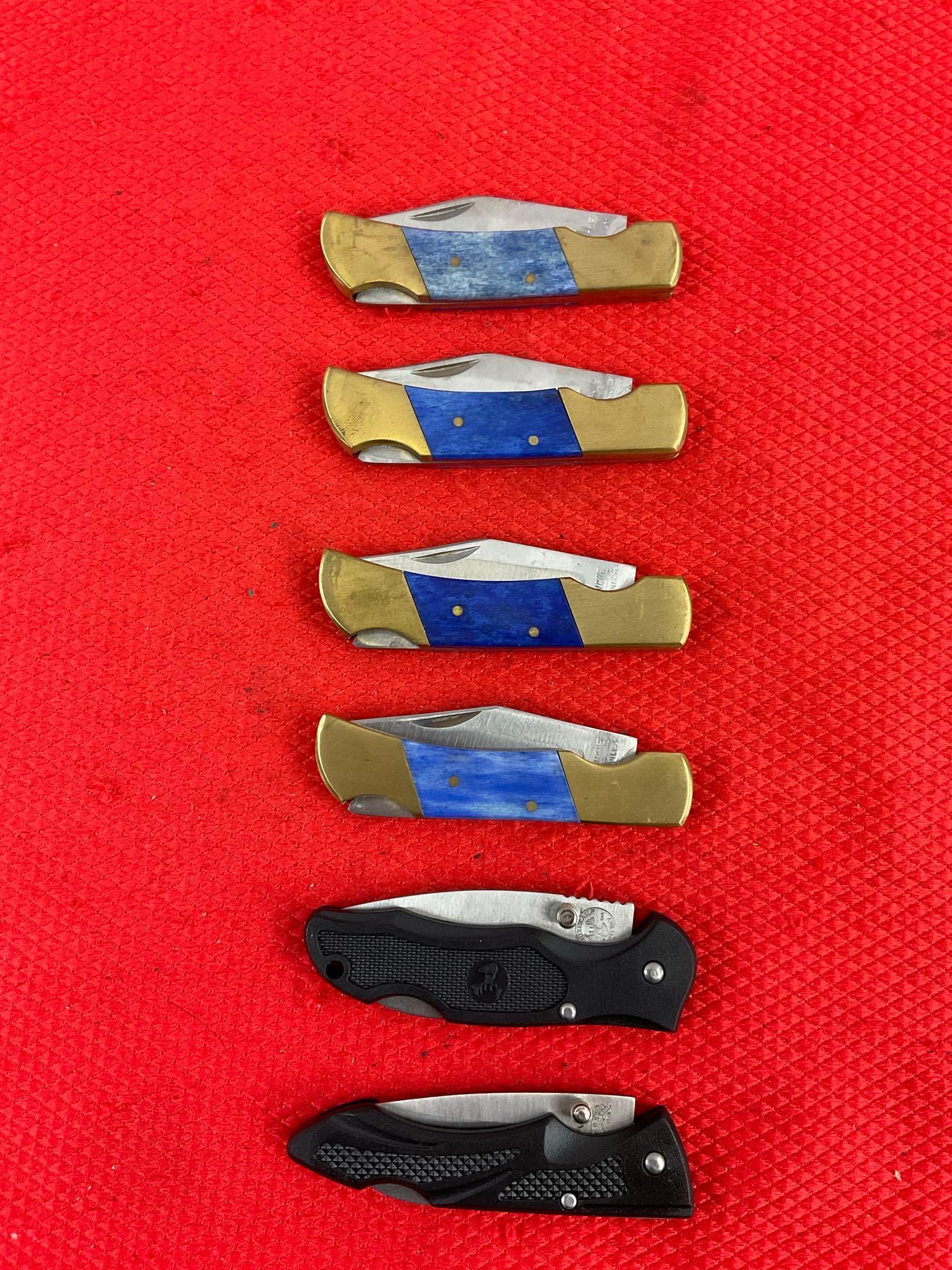 6 pcs Steel Folding Blade Pocket Knife Assortment. 4x Comanche, 1x Frost, 1x Whitetail. NIB. See