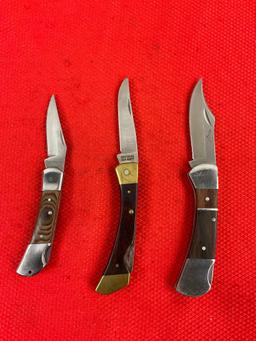 3 pcs Folding Blade Hunting Pocket Knives Assortment. 1x Appalachian Trail, 1x Craftsman, 1x