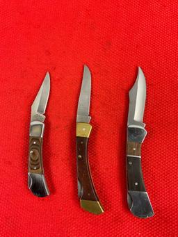 3 pcs Folding Blade Hunting Pocket Knives Assortment. 1x Appalachian Trail, 1x Craftsman, 1x