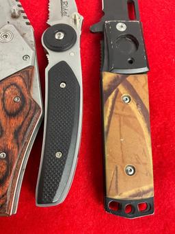 3x Tactical Hunting Folding Blade Pocket Knives - See pics