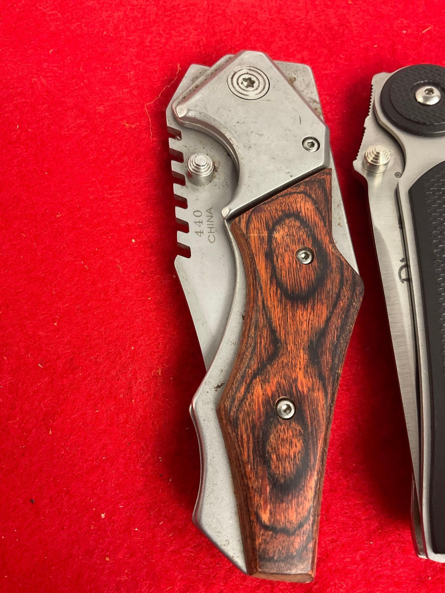3x Tactical Hunting Folding Blade Pocket Knives - See pics