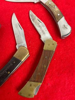 4x Folding Blade Pocket Knives w/ Wood Handles incl. Utica, Sarge Boy Scout Edition, & Janjua