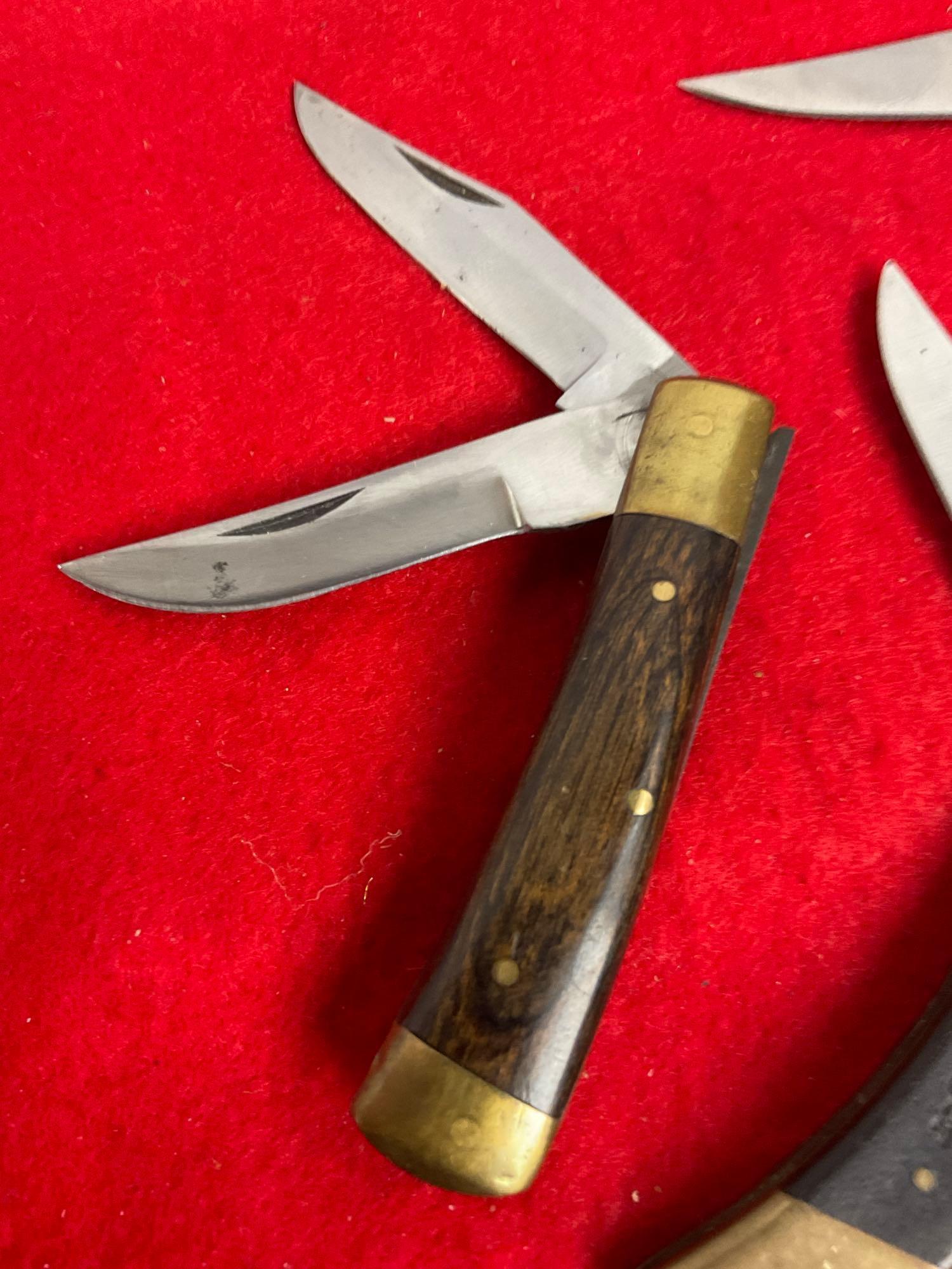 4x Folding Blade Pocket Knives w/ Wood Handles incl. Utica, Sarge Boy Scout Edition, & Janjua