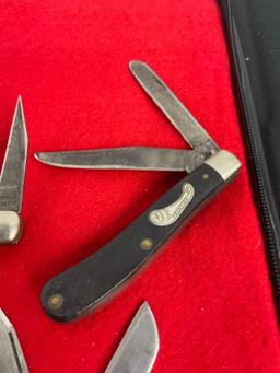 Trio of Vintage Multibladed Folding Pocket Knives incl. Frontier, Schrade Old Timperial, & Buck 307