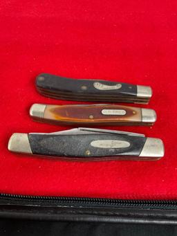 Trio of Vintage Multibladed Folding Pocket Knives incl. Frontier, Schrade Old Timperial, & Buck 307