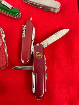 Collection of 6 Swiss Army Style Knives / Multitools incl. Cabelas Brand - See pics