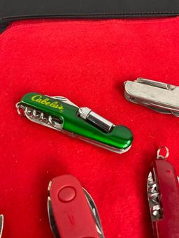 Collection of 6 Swiss Army Style Knives / Multitools incl. Cabelas Brand - See pics