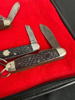 Collection of 4 Vintage Multi Bladed Folding Pocket Knives incl. Ulster & Utica - See pics