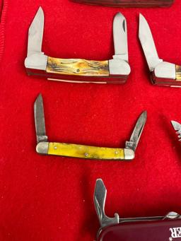 Collection of 5 Multibladed Folding Pocket Knives incl. Kabar - See pics