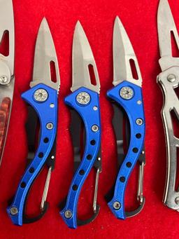 Collection of 7 Folding Blade Pocket Knives - Most with Clips - See pics