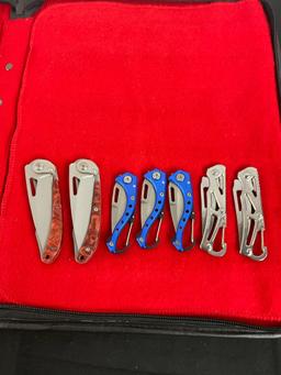 Collection of 7 Folding Blade Pocket Knives - Most with Clips - See pics