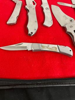 Collection of 7 Stainless Steel Folding Pocket Knives - See pics