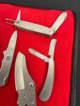 Collection of 7 Stainless Steel Folding Pocket Knives - See pics