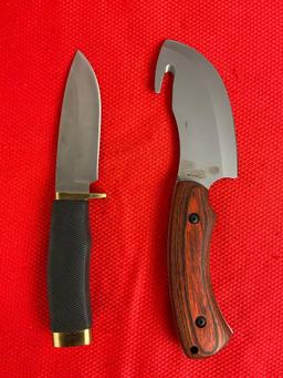 2 pcs Rite Edge Steel Fixed Blade Hunting Knives Models 210594 & 210894 w/ Sheathes. NIB. See pics.