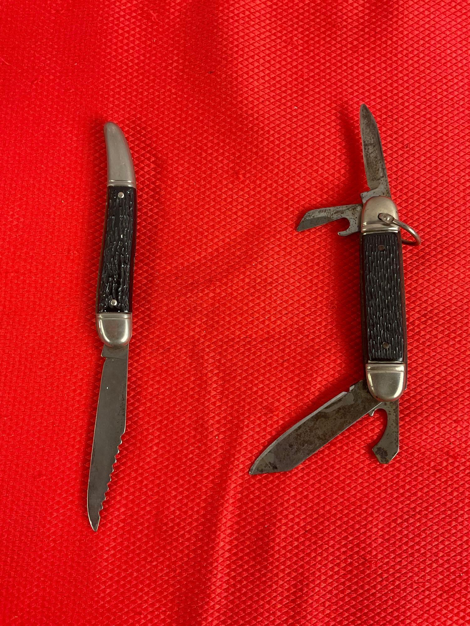 2 pcs Vintage Steel Folding Knives. Colonial Prov. USA "Fish-King" & The Ideal "Camper." See pics.