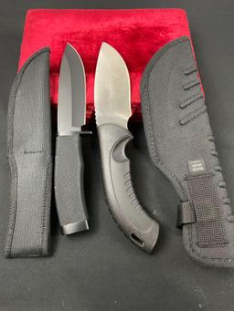 Pair of Buck Fixed Blade Knives, Model 392, & unmarked, Stainless blades & Rubber handles