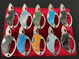 10x Buck Whittaker model 759, Keychain Knives w/ bottle opener, variety of colors