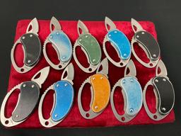 10x Buck Whittaker model 759, Keychain Knives w/ bottle opener, variety of colors