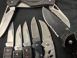 7x Buck Folding Pocket Knives, models 233, 274 Ecco, 318 Parallex, 3x 425 MiniBuck, 754 NRG