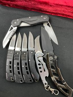 7x Buck Folding Pocket Knives, models 233, 274 Ecco, 318 Parallex, 3x 425 MiniBuck, 754 NRG