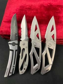 4x Gerber Folding Pocket Knives, models 2x Paraframe, Harsey Airframe, Traverse