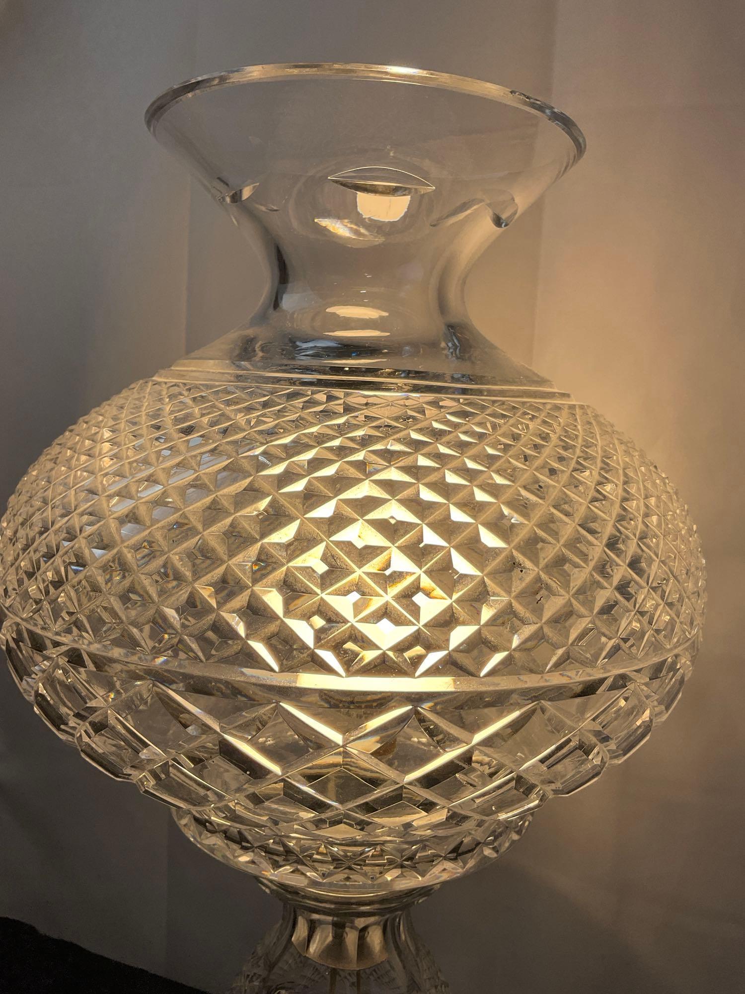 Unique Waterford Crystal Hurricane Lamp, tested and working