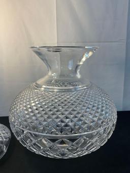 Unique Waterford Crystal Hurricane Lamp, tested and working, middle section missing