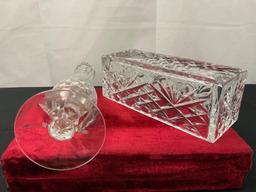 Pair of Waterford Crystal Pieces, Tall Bud Vase & Rectangular Box