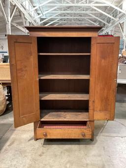 Vintage Wooden Armoire Side Cupboard w/ 3 Shelves & 1 Drawer, Open Sides. See pics.