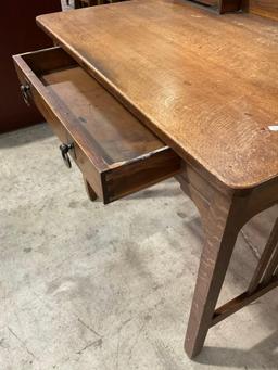 Vintage Quaint Furniture Mission Style Tiger Oak Writing Table w/ Letter Compartments & Drawer. See