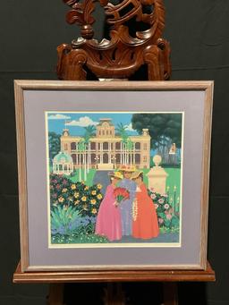 Framed LE Signed & #d 25/500 Iolani Palace by Hawaiian Artist Rosalie Prussing