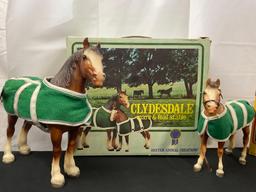 Vintage Breyer Horse Figures, No.8384 Clydesdale Horses & No.3045 Quarter Horse Family, original ...