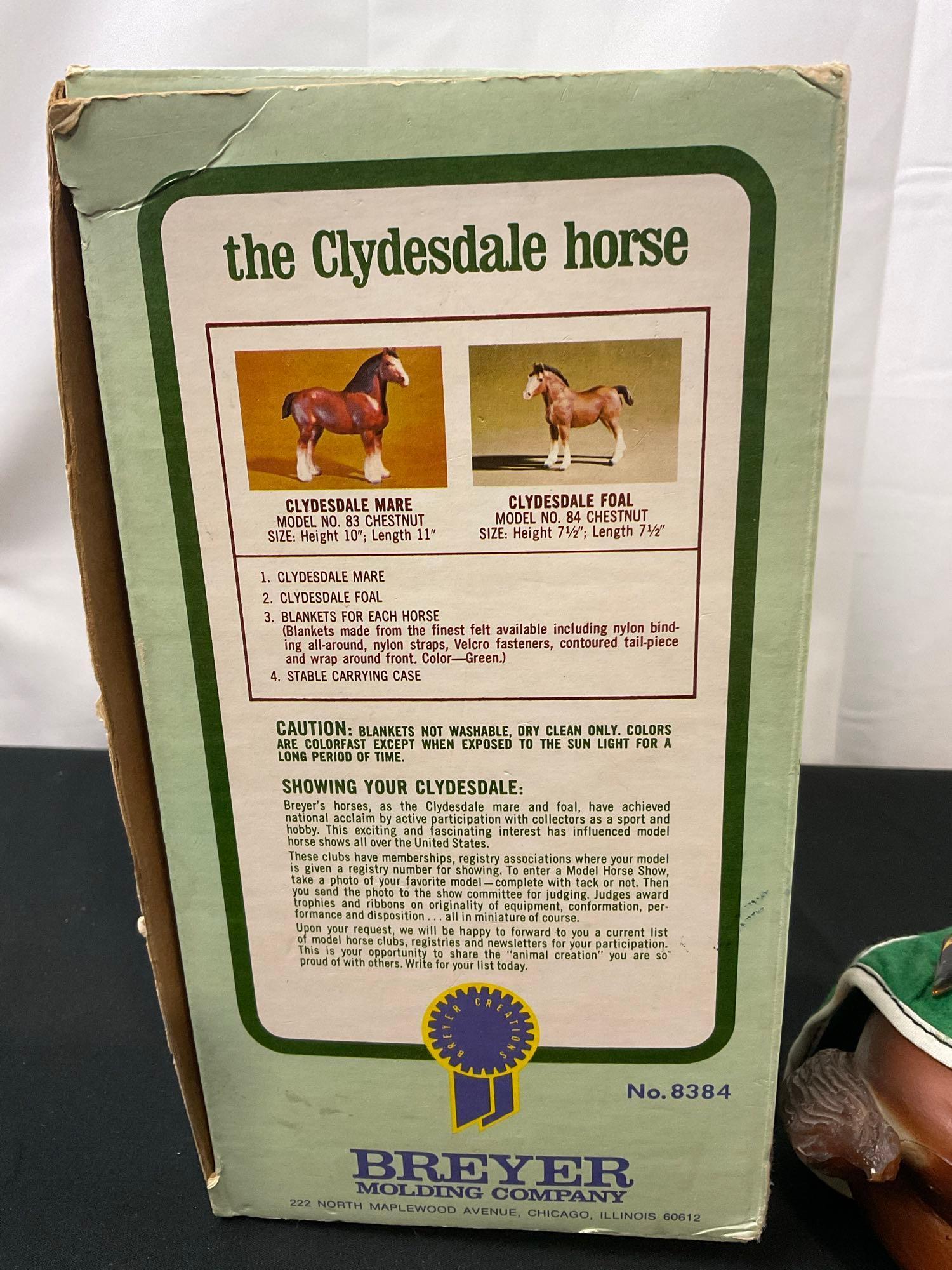 Vintage Breyer Horse Figures, No.8384 Clydesdale Horses & No.3045 Quarter Horse Family, original ...