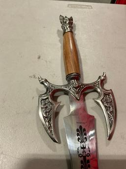 Dark Fantasy Metal Sword w/ Wood Handle & 31" Blade - Made in Pakistan