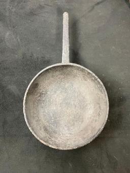 3 pcs Vintage Metal Kitchenware. Griswold Cast Iron Patty Bowl. Primitive Teapot & Pan. See pics.