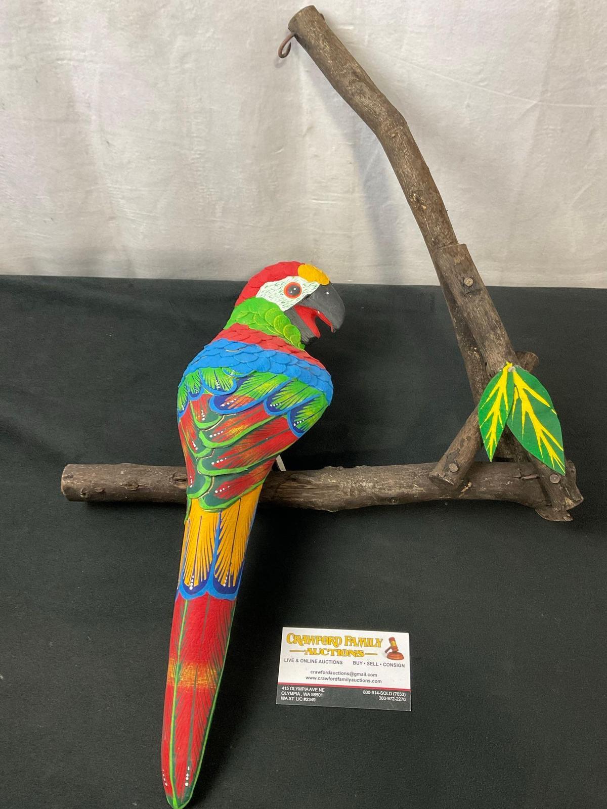 Hand Painted Wooden Scarlet Macaw Decoration