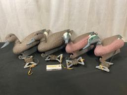 Four Duck Decoys, From G&H Decoys Henryetta Oklahoma, Two Mallards, two with red breasts