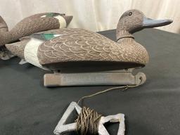 Four Duck Decoys, From G&H Decoys Henryetta Oklahoma, Two Mallards, two with red breasts