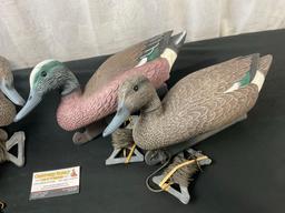 Four Duck Decoys, From G&H Decoys Henryetta Oklahoma, Two Mallards, two with red breasts