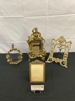 4 pcs Vintage Brass Decorative Table Picture Frames. Classical Style. Brevete SGDC. See pics.