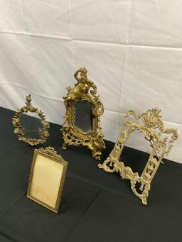 4 pcs Vintage Brass Decorative Table Picture Frames. Classical Style. Brevete SGDC. See pics.