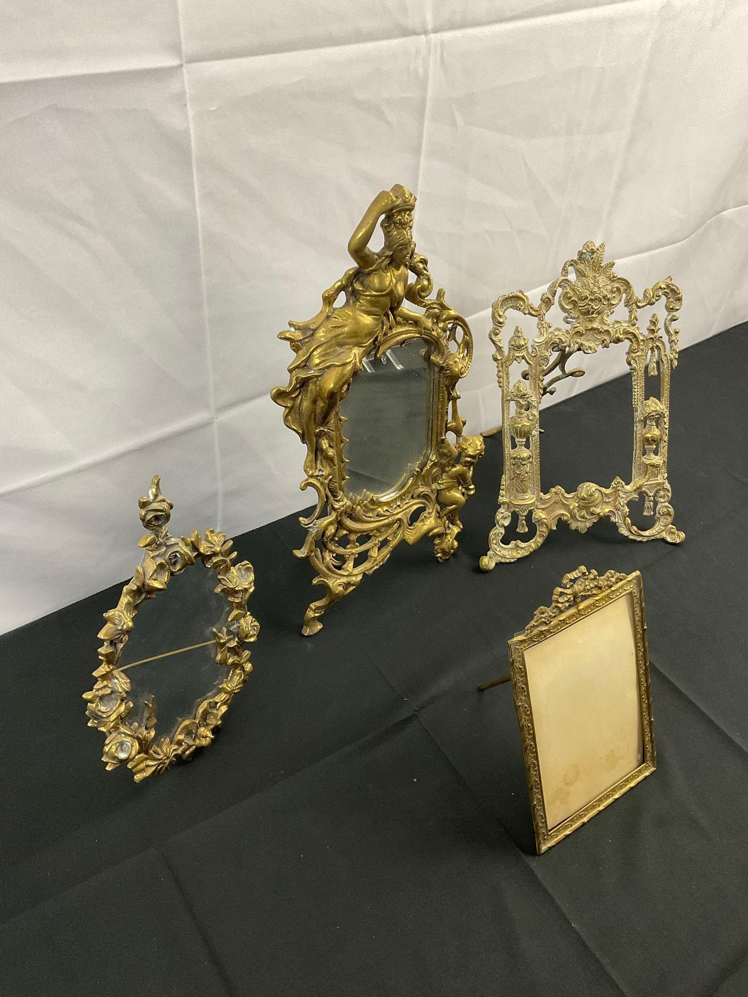 4 pcs Vintage Brass Decorative Table Picture Frames. Classical Style. Brevete SGDC. See pics.