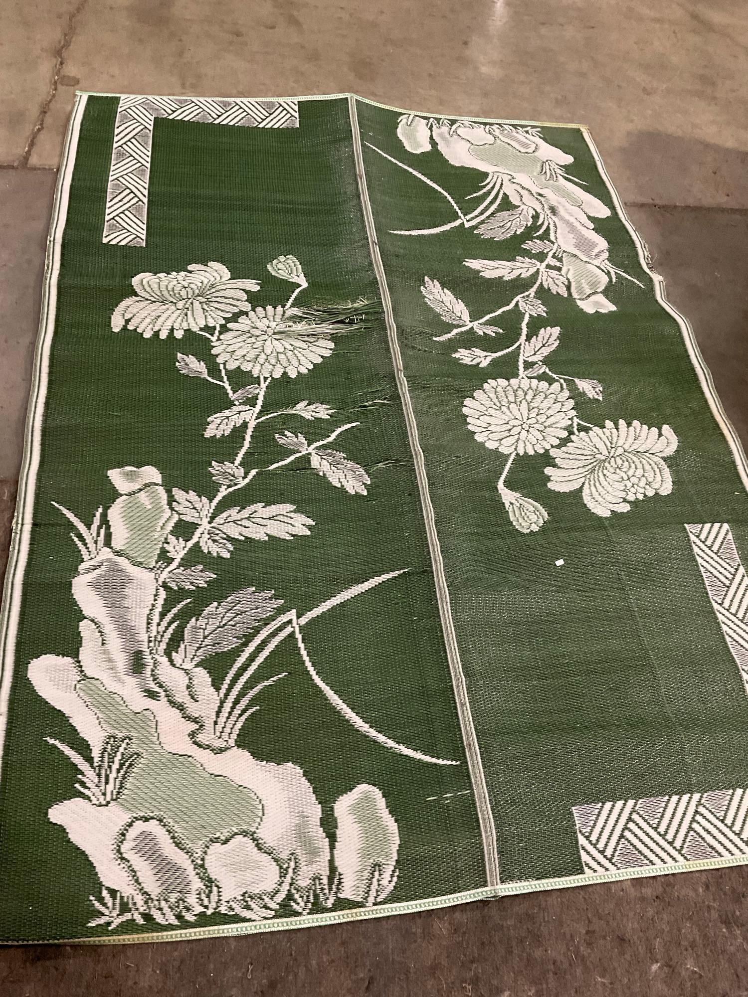 Large Tatami Mat, w/ Chrysanthemum floral pattern, some wear in the center