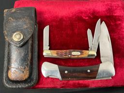 Pair of Vintage Buck Folding Pocket Knives, models 373 Trio & 500 Duke