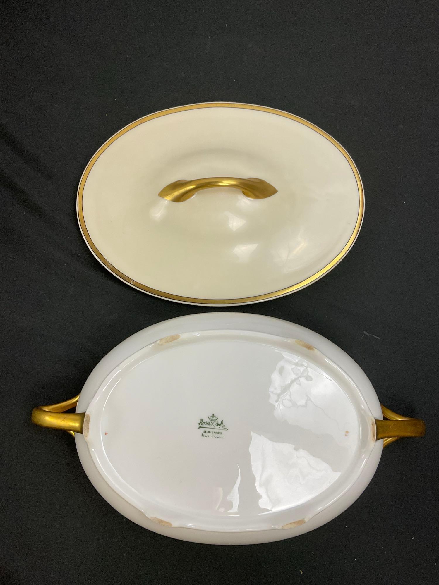 52 pcs Vintage Dorian Syracuse China Porcelain Dinner Service for 8 & 1 Rosenthal Casserole Dish.