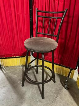 Modern Dark Brown Metal Barstool Chair w/ Beige Microfiber Seat. See pics.