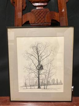 Vintage Framed Print of a Pen & Ink Drawing by Gary S. Bennett. Ltd. Ed. 30/200. Signed. See pics.