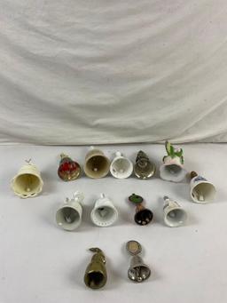 13 pcs Vintage Collectible Hand Bell Assortment. Metal & Ceramic. Mayuri 25th Anniversary. See pi...