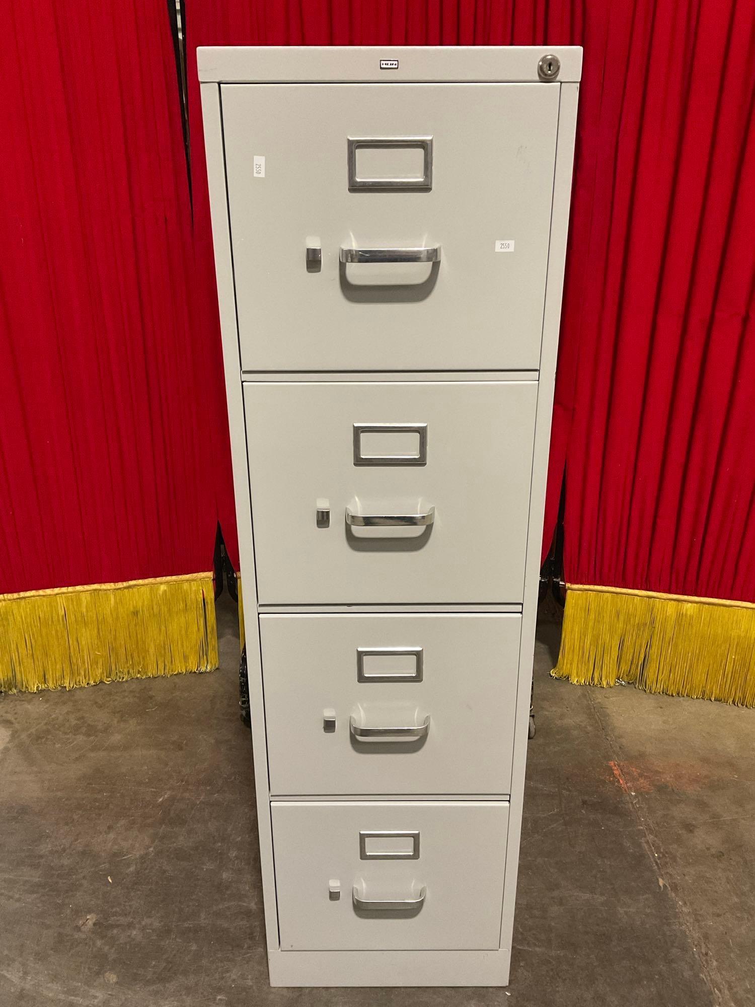 HON Free Standing Metal 4 Drawer Filing Cabinet. No Key. See pics.