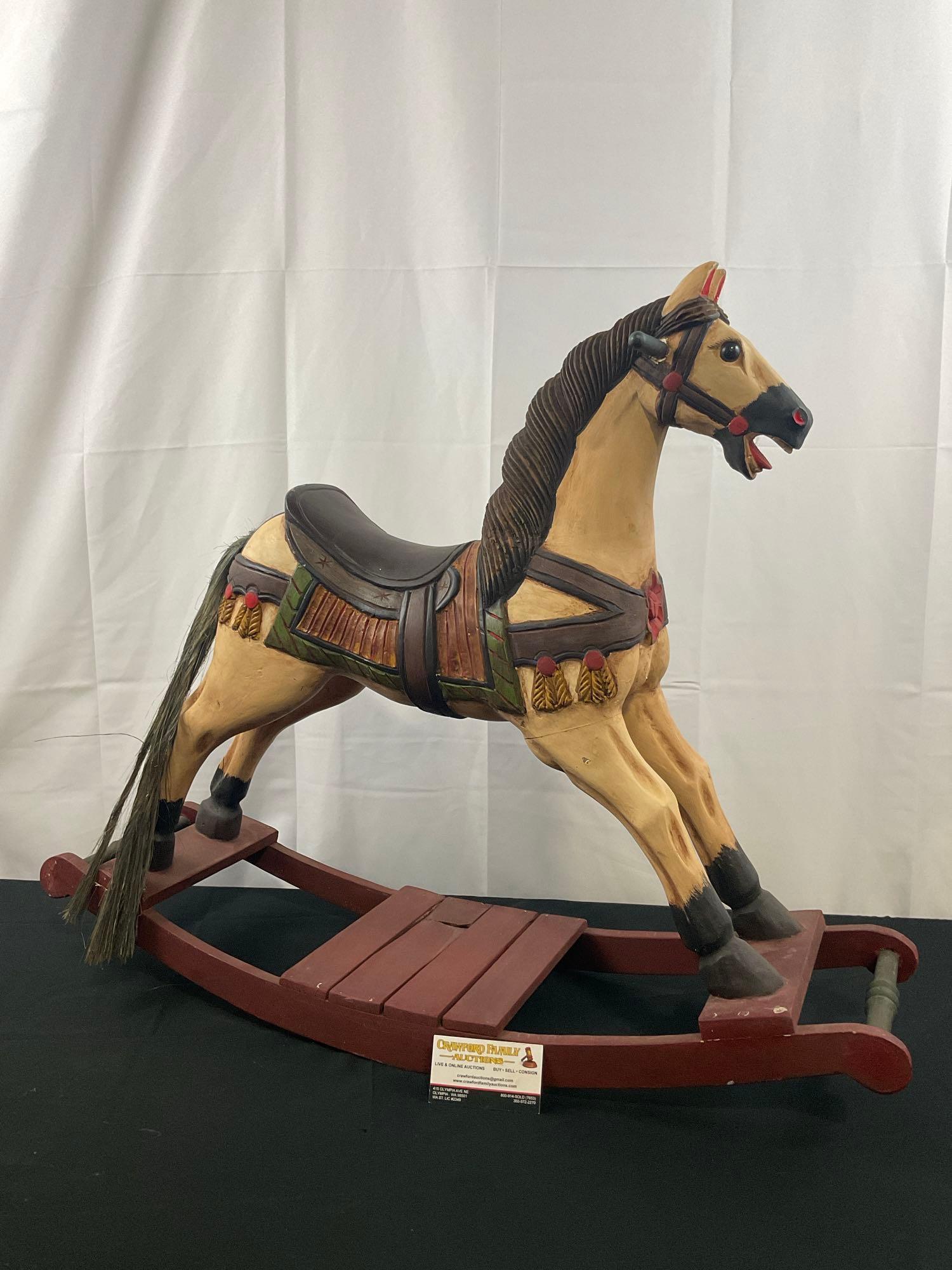 Carved Wooden Brightly Handpainted Rocking Horse